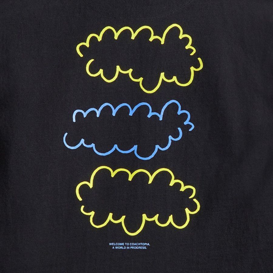 Moletom com Capuz COACH With Cloud Print Masculino Pretas | 36894ZFUM