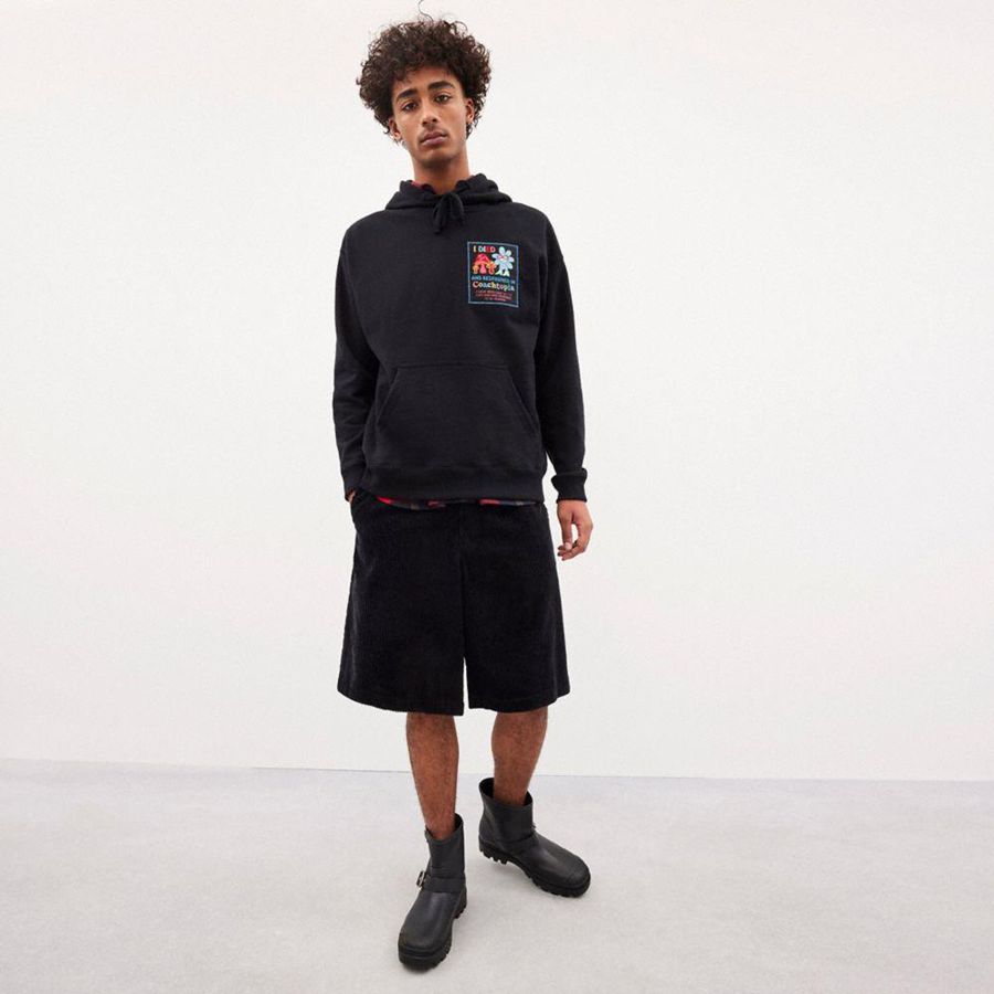 Moletom com Capuz COACH With Coachtopia Graphic Label Masculino Pretas | 04861ALTH
