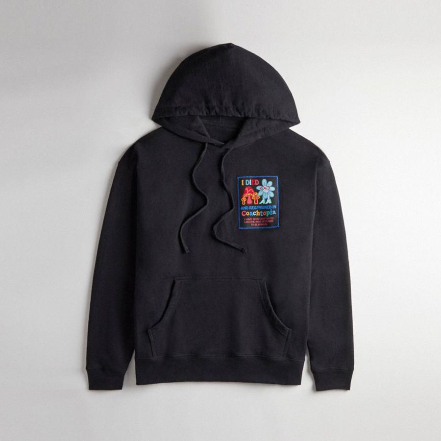 Moletom com Capuz COACH With Coachtopia Graphic Label Masculino Pretas | 04861ALTH