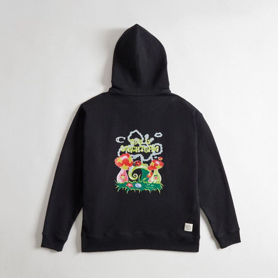 Moletom com Capuz COACH With This Is Coachtopia Print Masculino Pretas | 78903OYNR