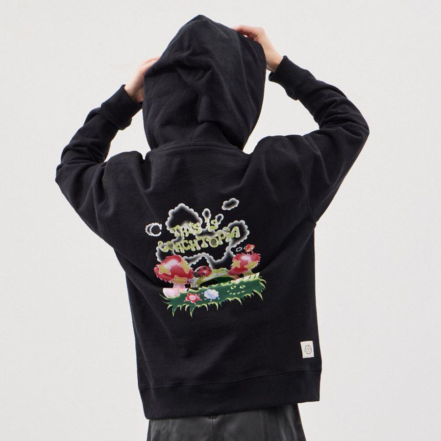 Moletom com Capuz COACH With This Is Coachtopia Print Masculino Pretas | 78903OYNR