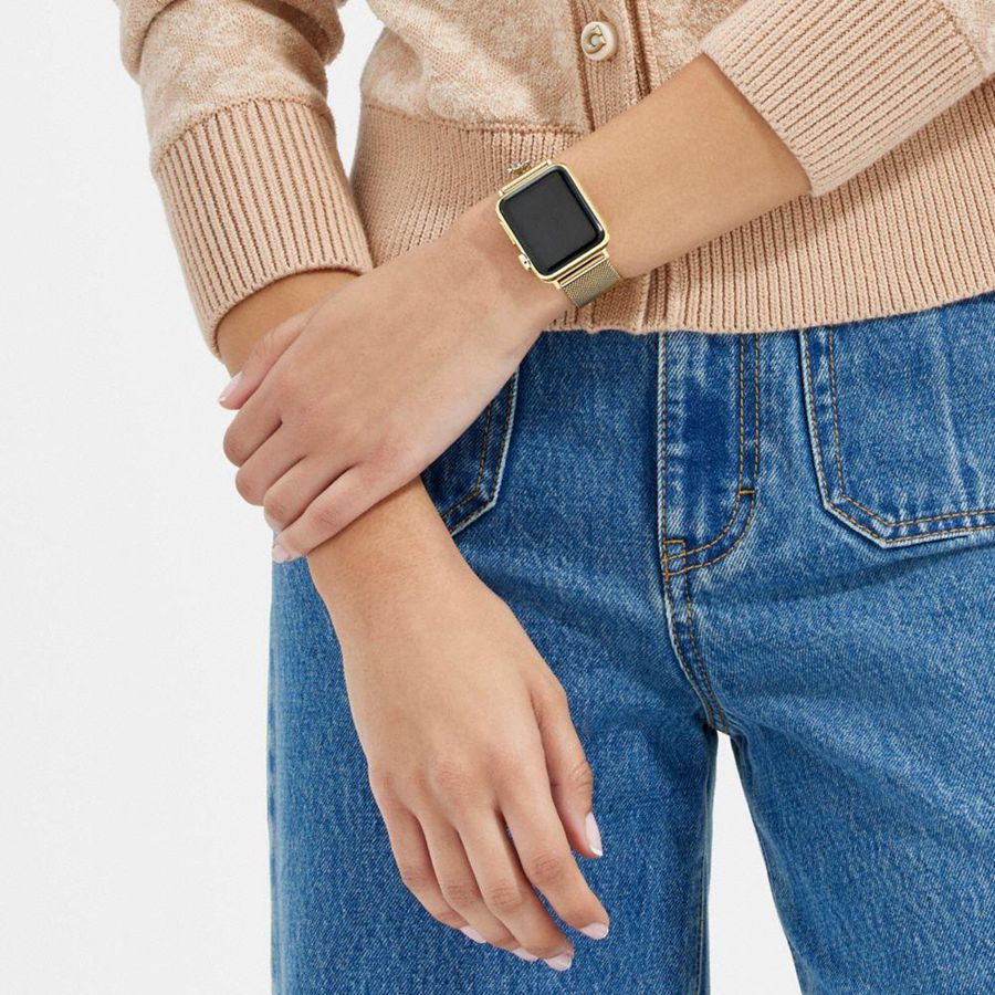 Relógios COACH Apple® Strap, 38 Mm, 40 Mm And 41 Mm Masculino Douradas | 36028UMWJ