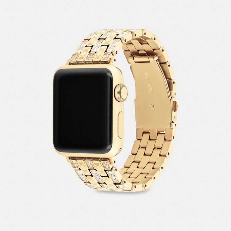 Relógios COACH Apple® Strap, 38 Mm, 40 Mm And 41 Mm Feminino Douradas | 91367FIEN