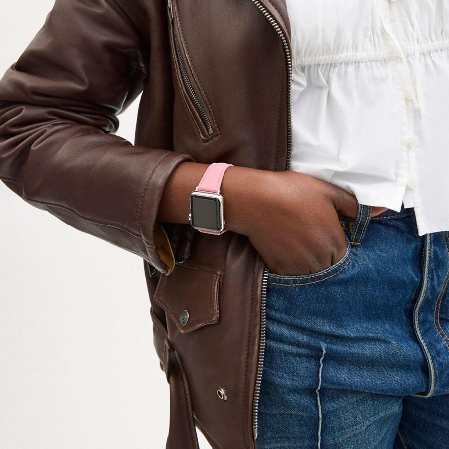 Relógios COACH Apple® Strap, 38 Mm, 40 Mm And 41 Mm Feminino Rosa | 73684GEXK