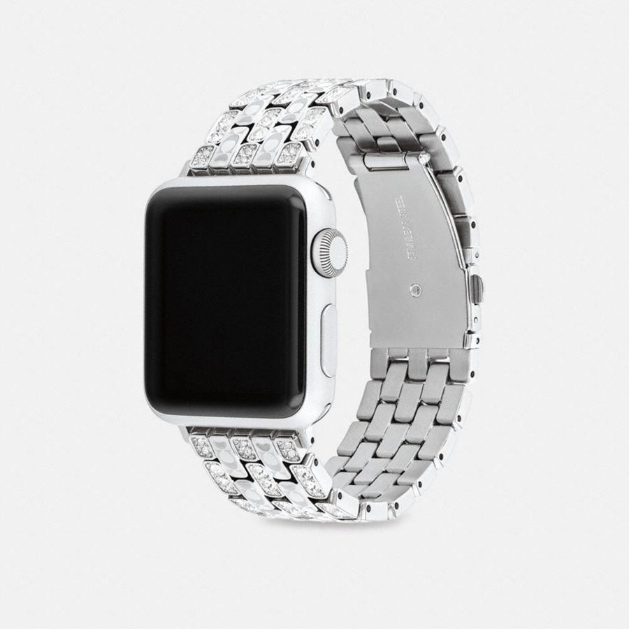 Relógios COACH Apple® Strap, 38 Mm, 40 Mm And 41 Mm Feminino Prateadas | 35492PNQG
