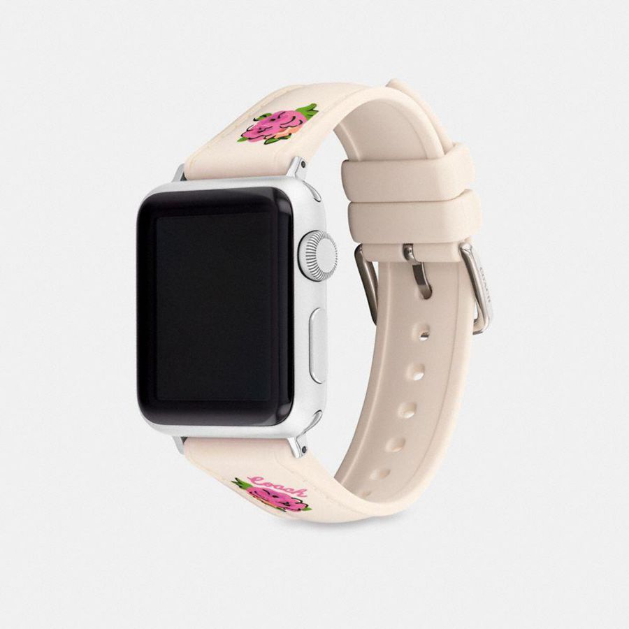 Relógios COACH Apple® Strap, 38 Mm, 40 Mm And 41 Mm Feminino Branco | 73256FWIR