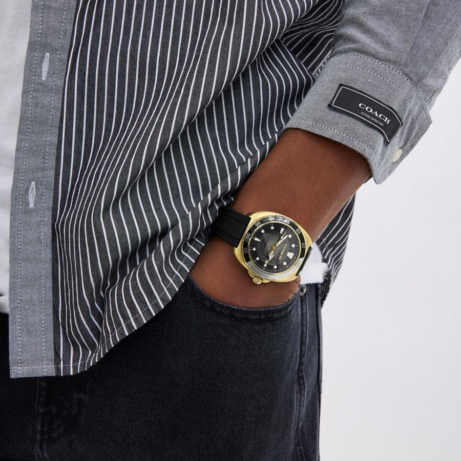 Relógios COACH Charter Automatic, 44 Mm Masculino Pretas | 60273FSZY