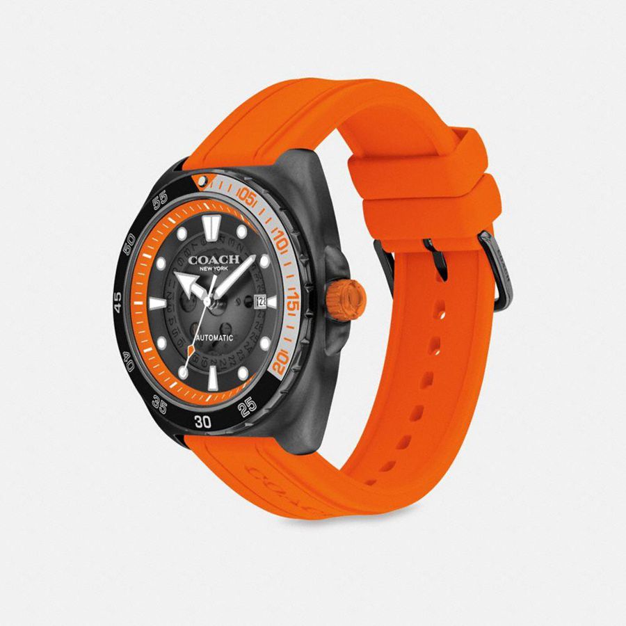 Relógios COACH Charter Automatic, 44 Mm Masculino Laranja | 13540EOSA