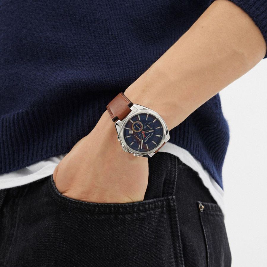 Relógios COACH Jackson, 45 Mm Masculino Marrom | 85619IKGV
