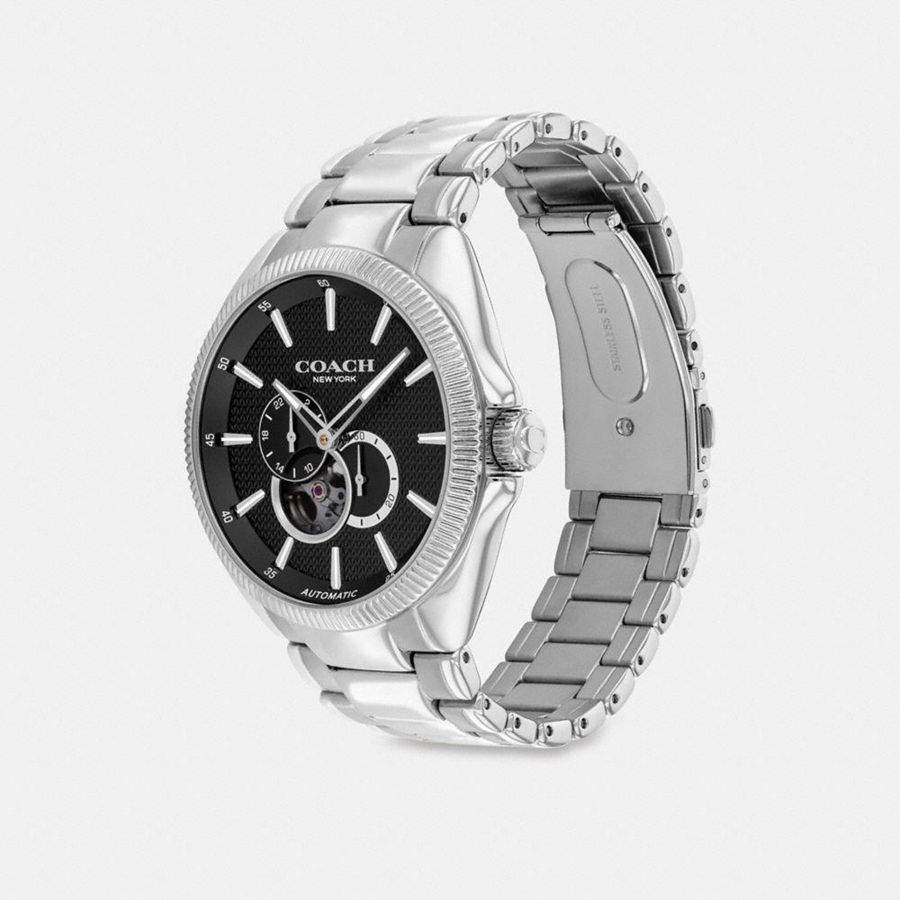 Relógios COACH Jackson Automatic, 45 Mm Masculino Prateadas | 80529LWQG