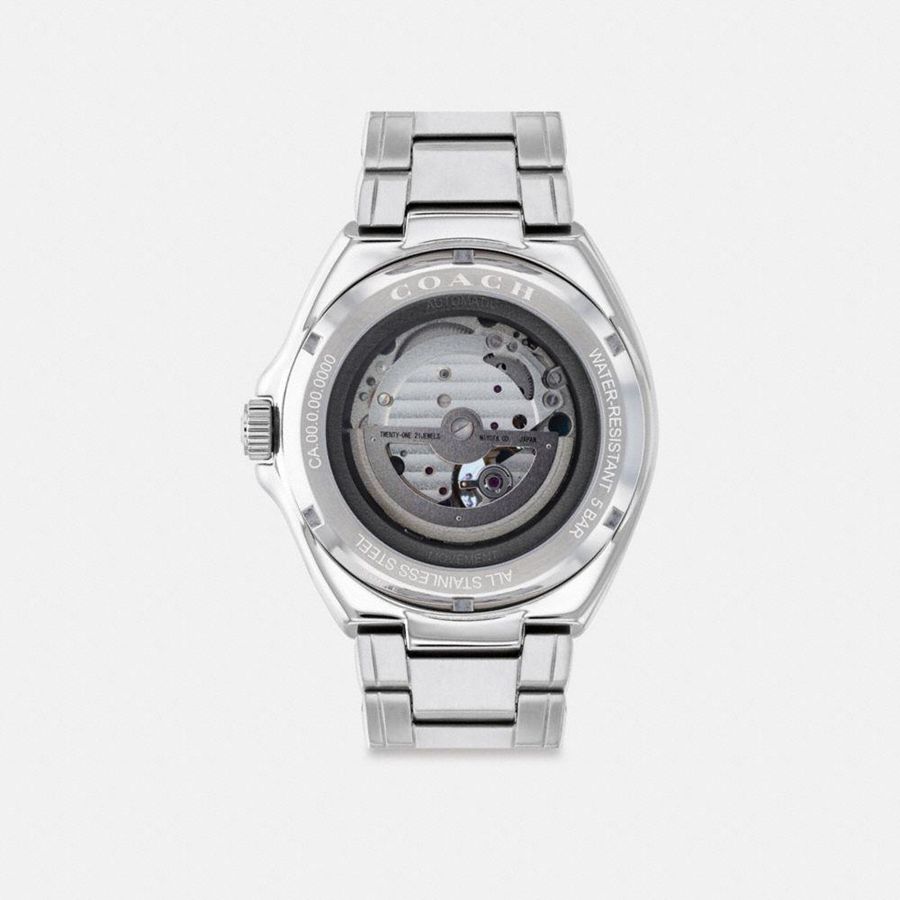 Relógios COACH Jackson Automatic, 45 Mm Masculino Prateadas | 80529LWQG