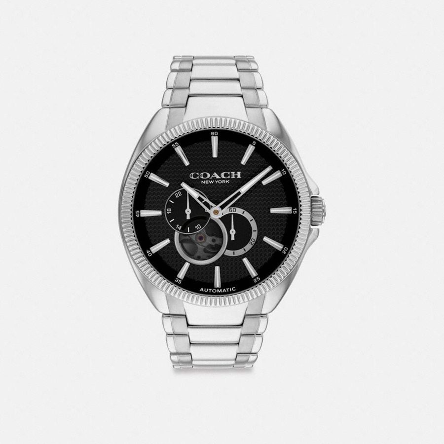 Relógios COACH Jackson Automatic, 45 Mm Masculino Prateadas | 80529LWQG