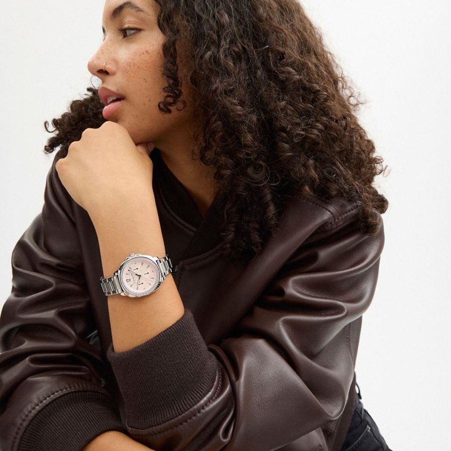 Relógios COACH Kitt Chronograph, 34 Mm Feminino Prateadas | 34279DHSB