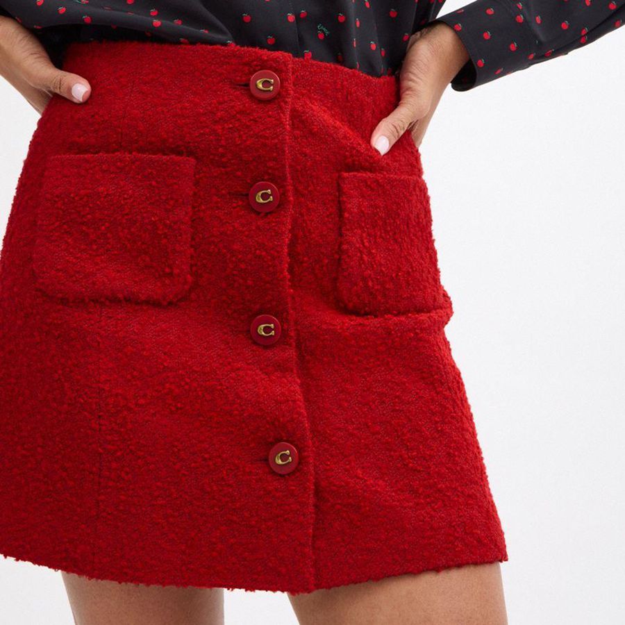 Saia COACH Boucle Feminino Vermelhas | 26589VRZO