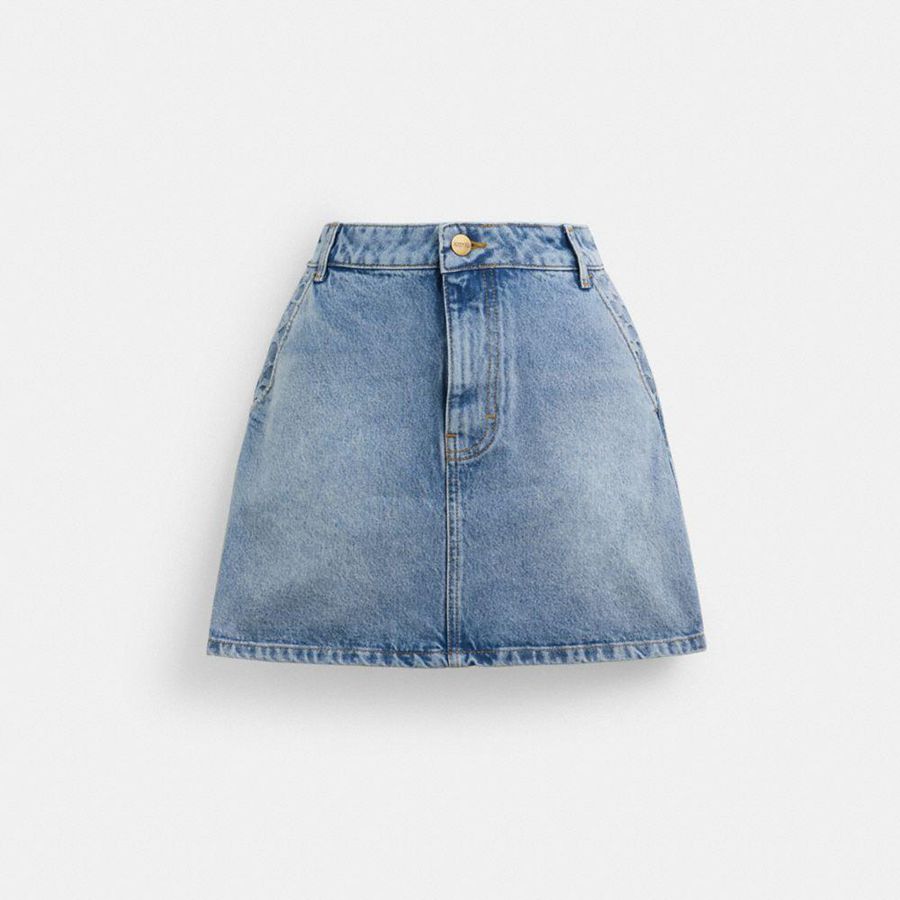 Saia COACH Denim Feminino Azuis | 95617ALYV
