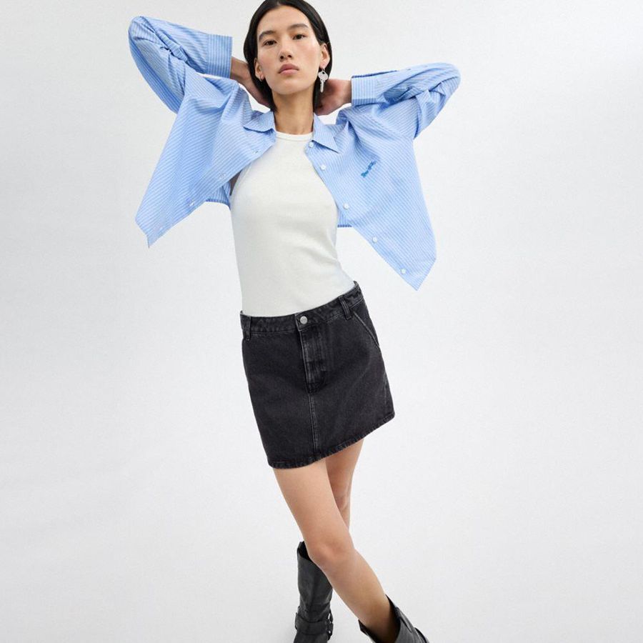 Saia COACH Denim In Organic Cotton Feminino Pretas | 86057NYRV
