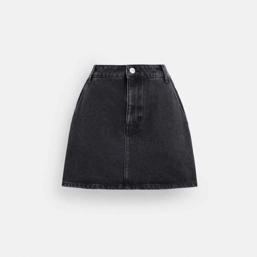 Saia COACH Denim In Organic Cotton Feminino Pretas | 86057NYRV