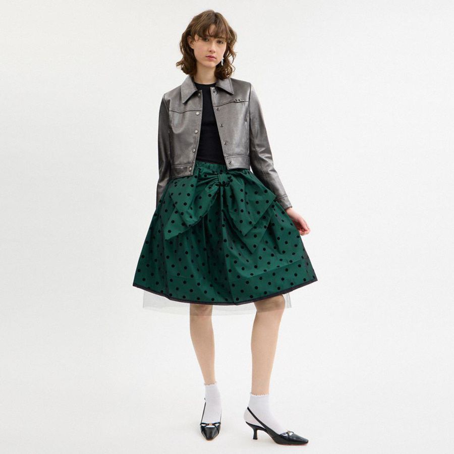 Saia COACH Flocked Taffeta Feminino Verdes | 50694LCHQ