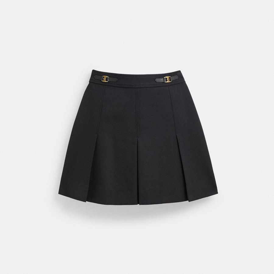Saia COACH Heritage C Pleated Mini Feminino Pretas | 59240UJNE