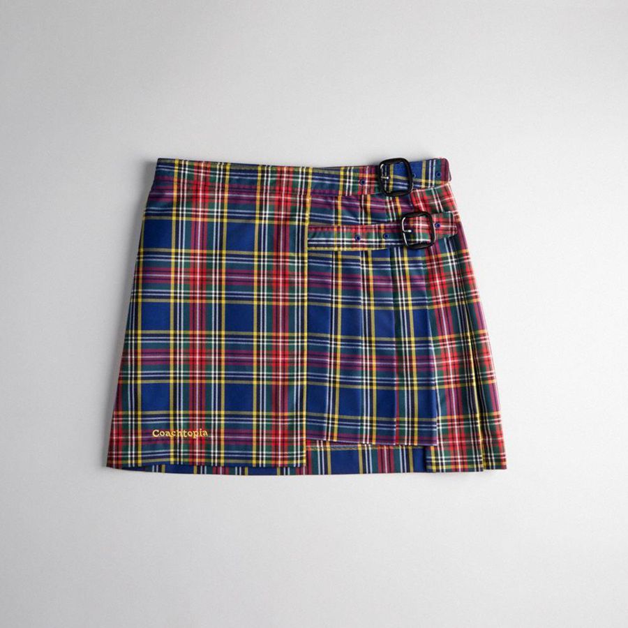 Saia COACH Topia Loop Mini With Plaid Pattern Feminino Azuis | 16329PCGM