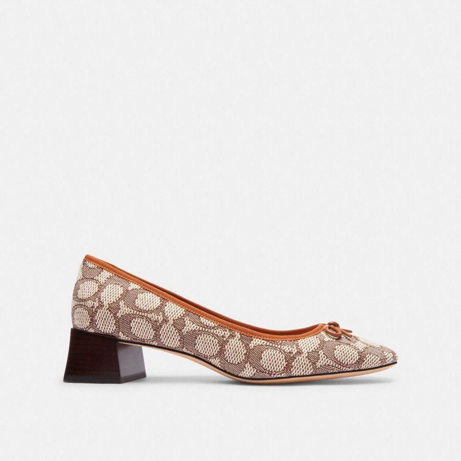 Saltos COACH Ava Ballet In Signature Textile Jacquard Feminino Marrom | 16958PUQM