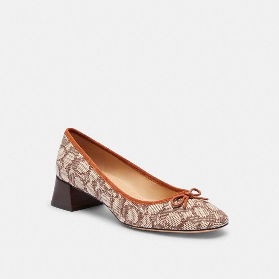 Saltos COACH Ava Ballet In Signature Textile Jacquard Feminino Marrom | 16958PUQM