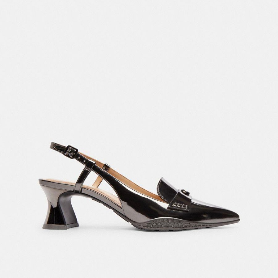 Saltos COACH Nikola Hybrid Slingback Feminino Prateadas | 08953JWIK