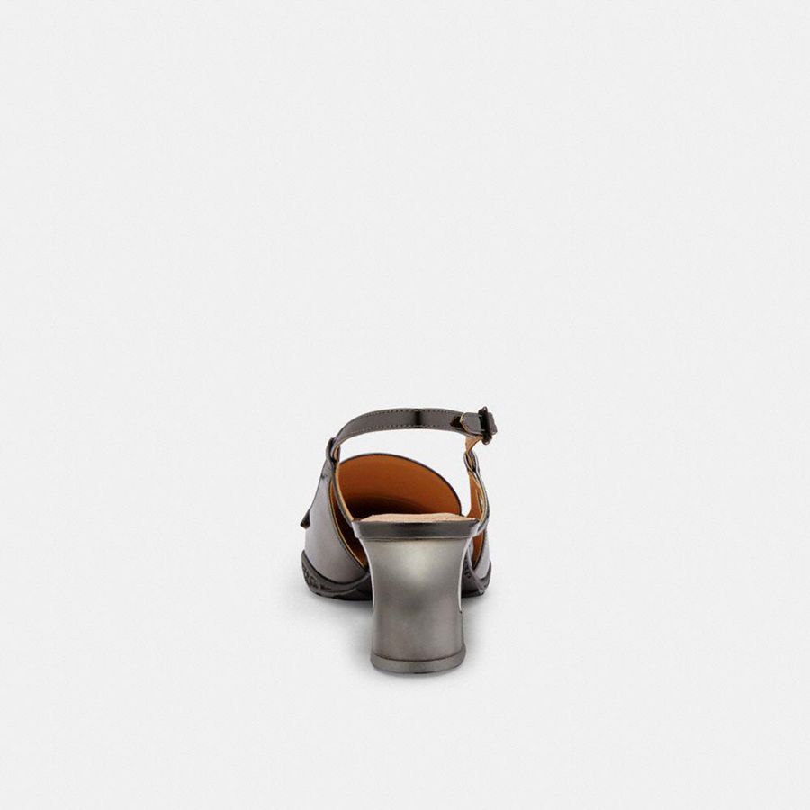 Saltos COACH Nikola Hybrid Slingback Feminino Prateadas | 08953JWIK