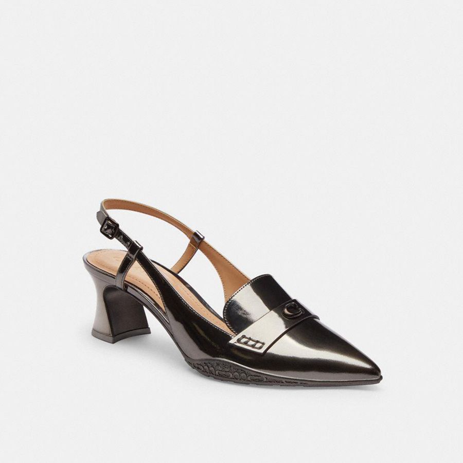 Saltos COACH Nikola Hybrid Slingback Feminino Prateadas | 08953JWIK