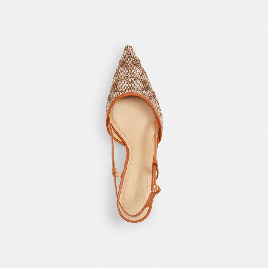 Saltos COACH Rosie Slingback In Crystal Signature Jacquard Feminino Marrom | 06598PEFY