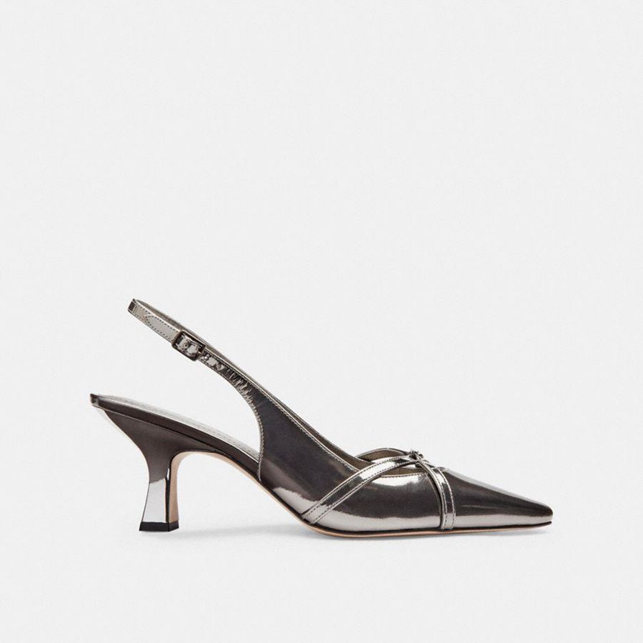 Saltos COACH Rowyn Slingback Feminino Prateadas | 60852RAUD