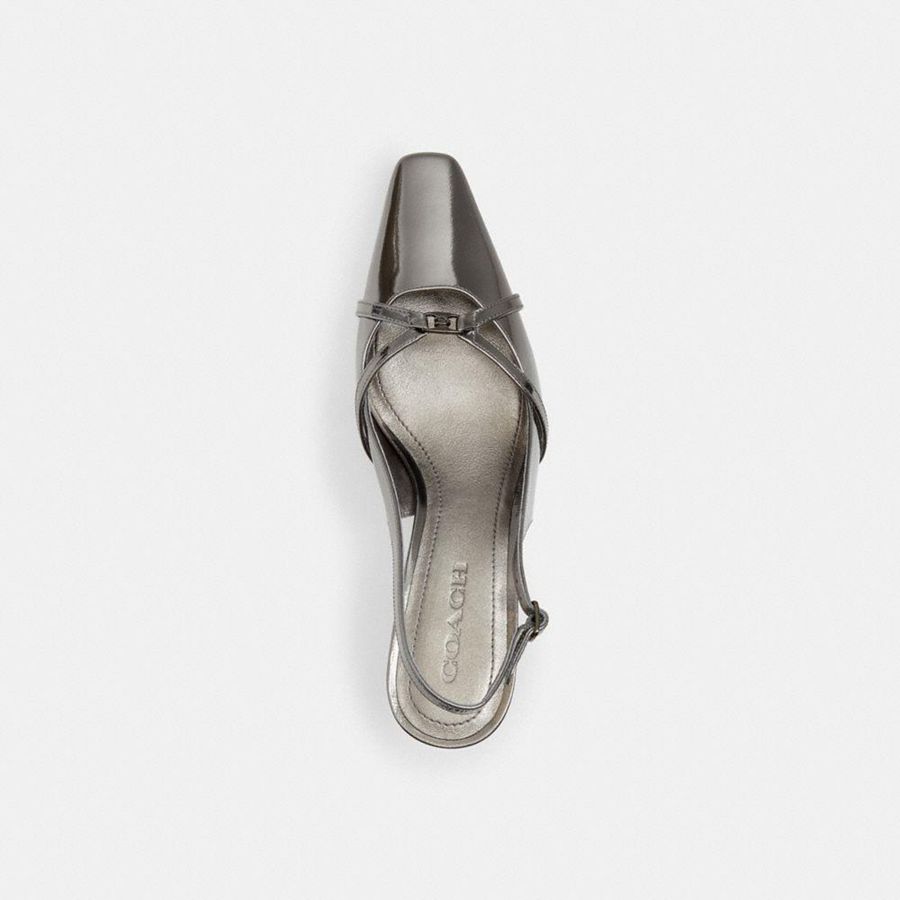 Saltos COACH Rowyn Slingback Feminino Prateadas | 60852RAUD