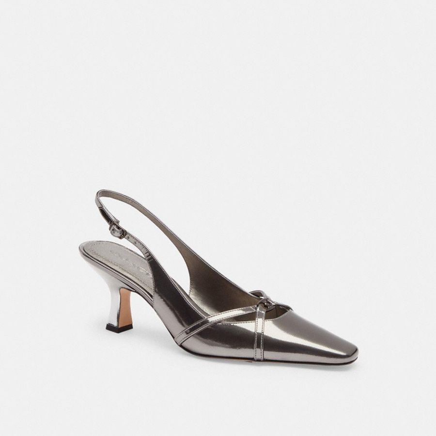 Saltos COACH Rowyn Slingback Feminino Prateadas | 60852RAUD
