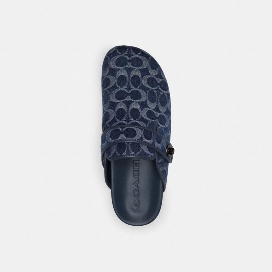 Sandálias COACH Blake Clog In Signature Denim Masculino Azuis | 70349XZOC
