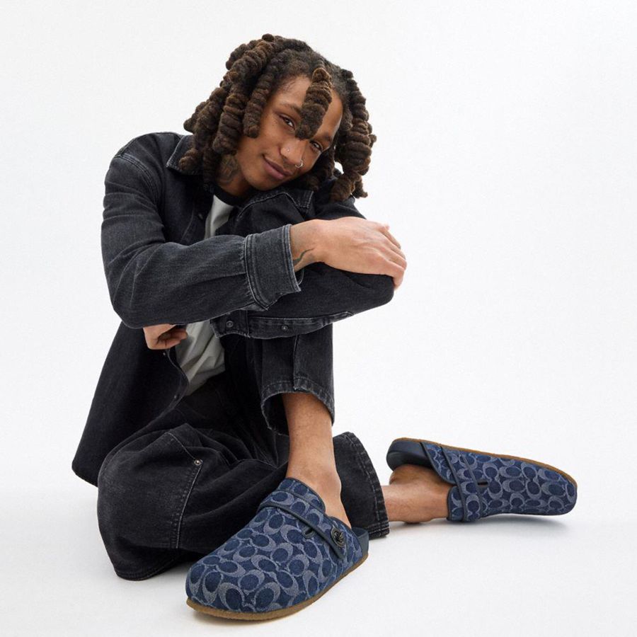 Sandálias COACH Blake Clog In Signature Denim Masculino Azuis | 70349XZOC