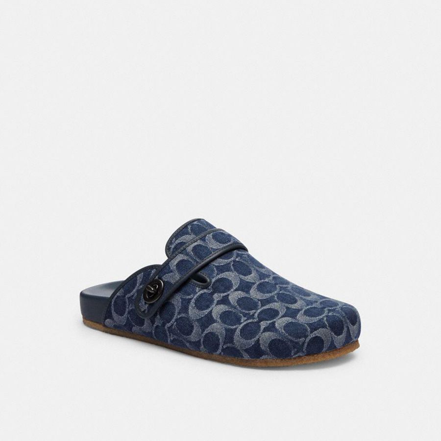 Sandálias COACH Blake Clog In Signature Denim Masculino Azuis | 70349XZOC