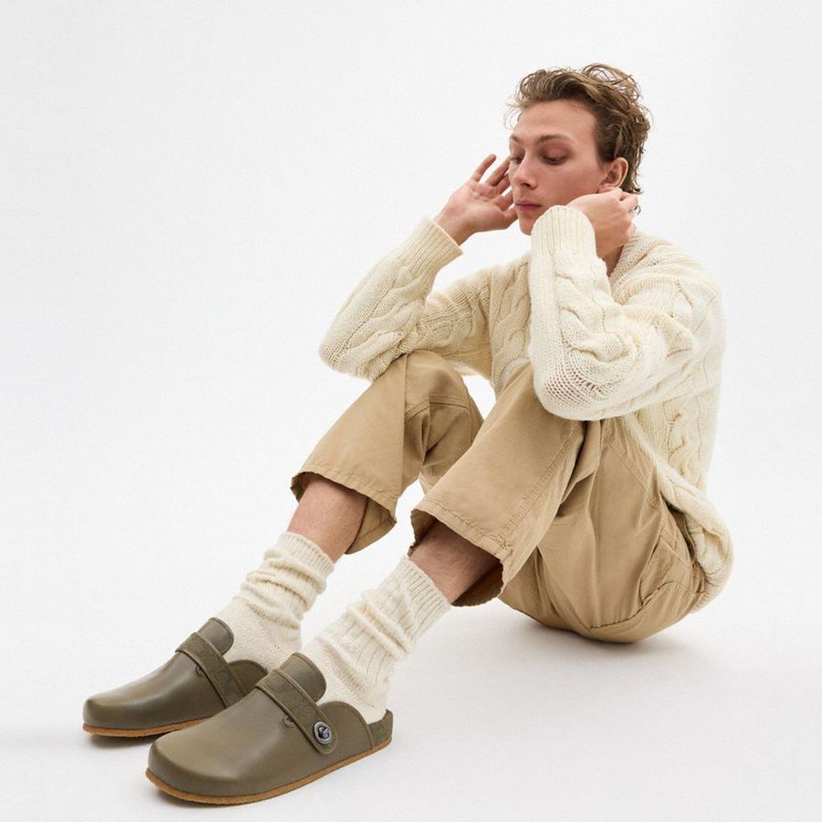 Sandálias COACH Blake Clog With Signature Canvas Jacquard Masculino Verdes | 59601PJLS