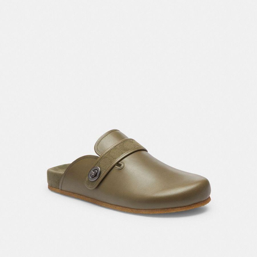 Sandálias COACH Blake Clog With Signature Canvas Jacquard Masculino Verdes | 59601PJLS