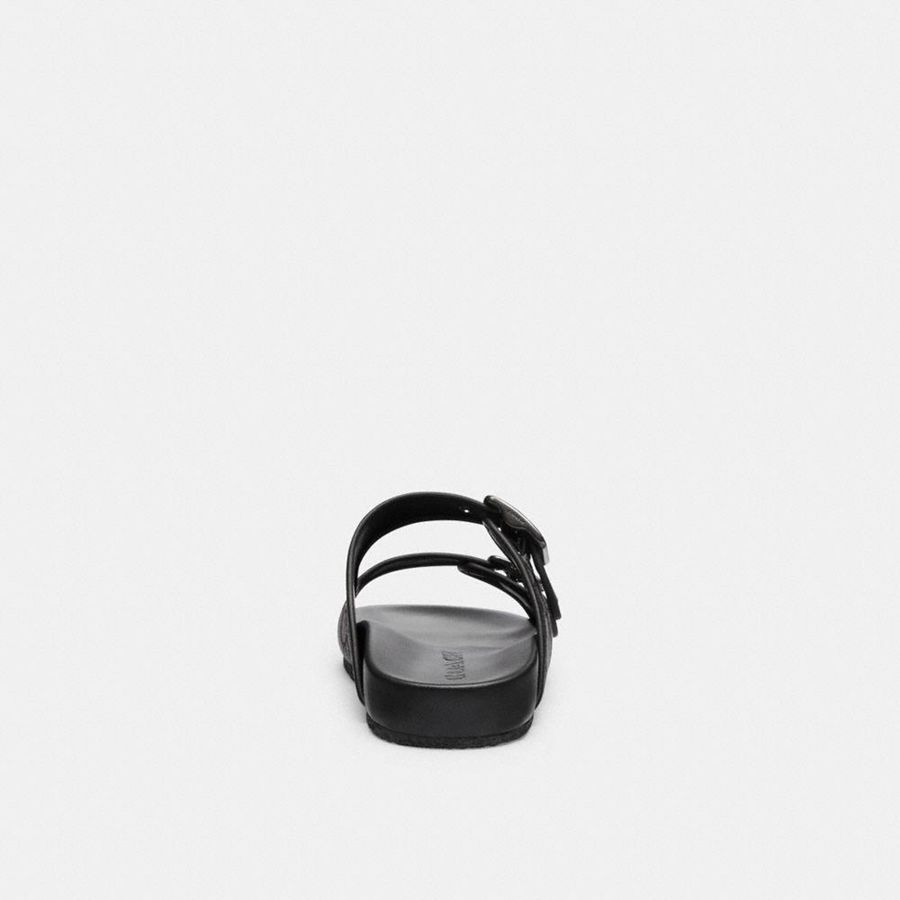 Sandálias COACH Buckle Strap In Signature Jacquard Masculino Pretas | 21506ZYXE