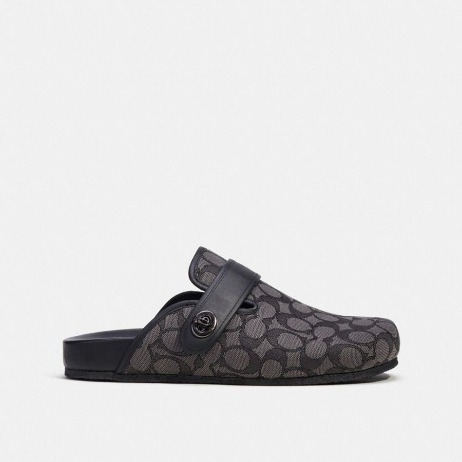 Sandálias COACH Clog In Signature Jacquard Masculino Cinzentas | 93065DSHM