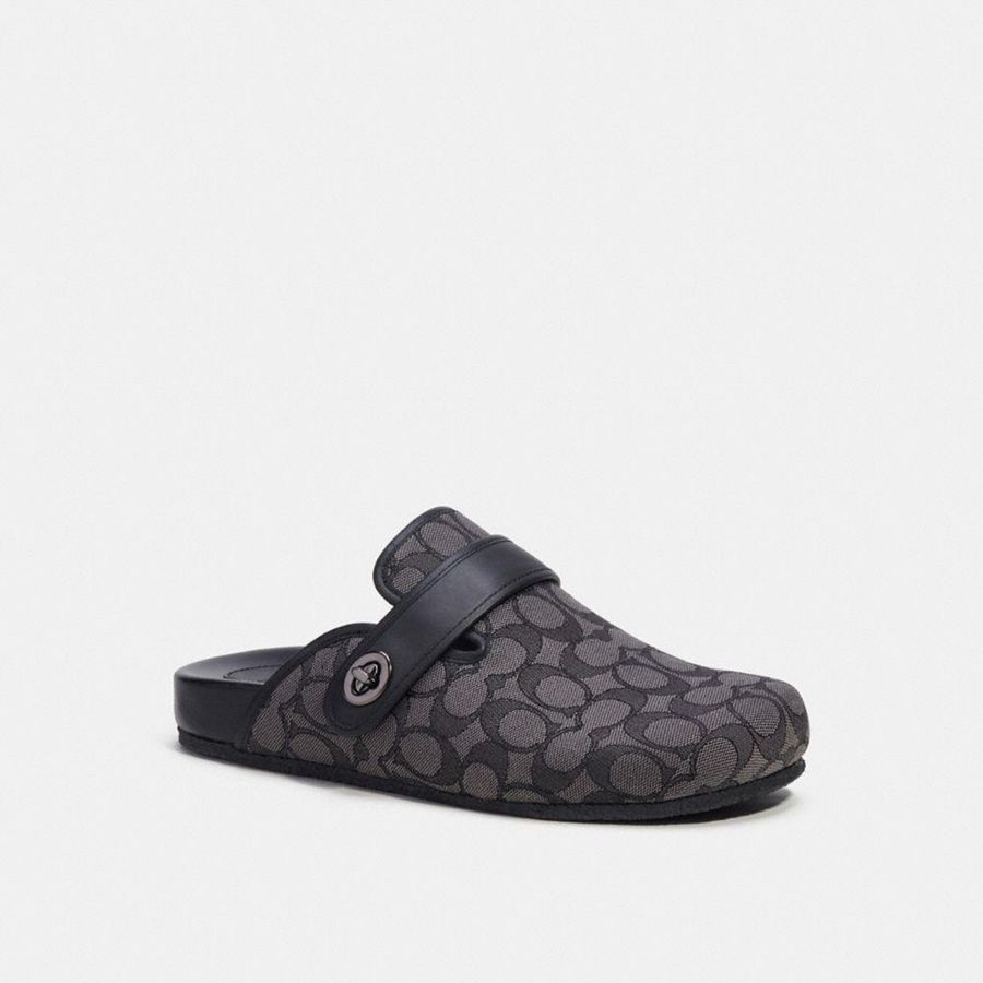 Sandálias COACH Clog In Signature Jacquard Masculino Cinzentas | 93065DSHM