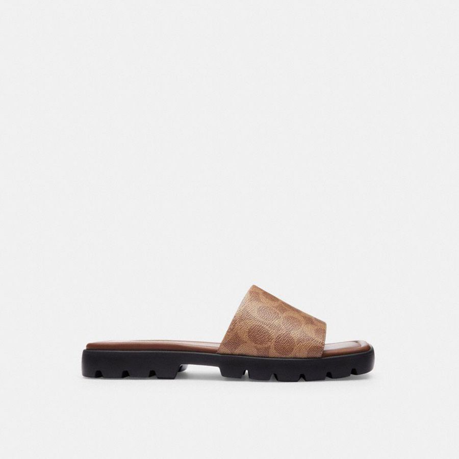 Sandálias COACH Florence In Signature Canvas Feminino Marrom | 10235SYXH