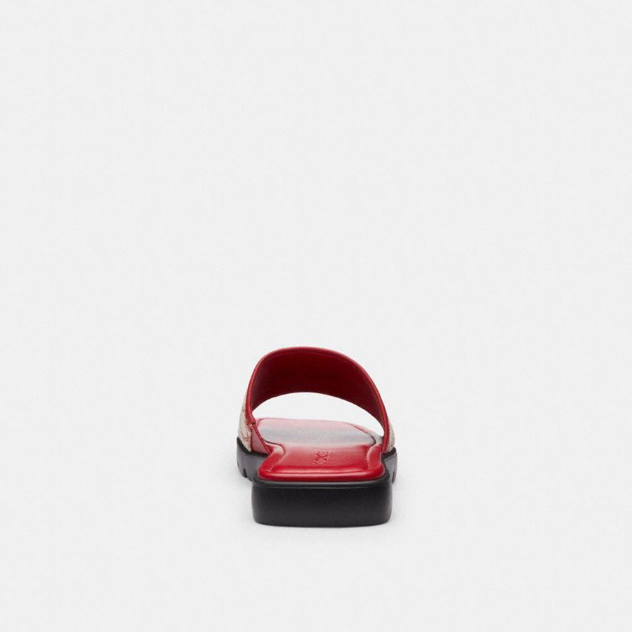 Sandálias COACH Florence In Signature Textile Jacquard Feminino Vermelhas | 34972ISCT