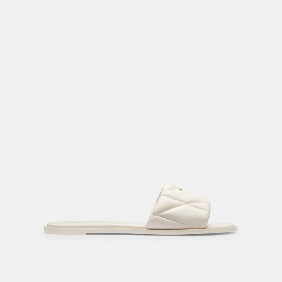 Sandálias COACH Holly With Quilting Feminino Branco | 51602CTVN