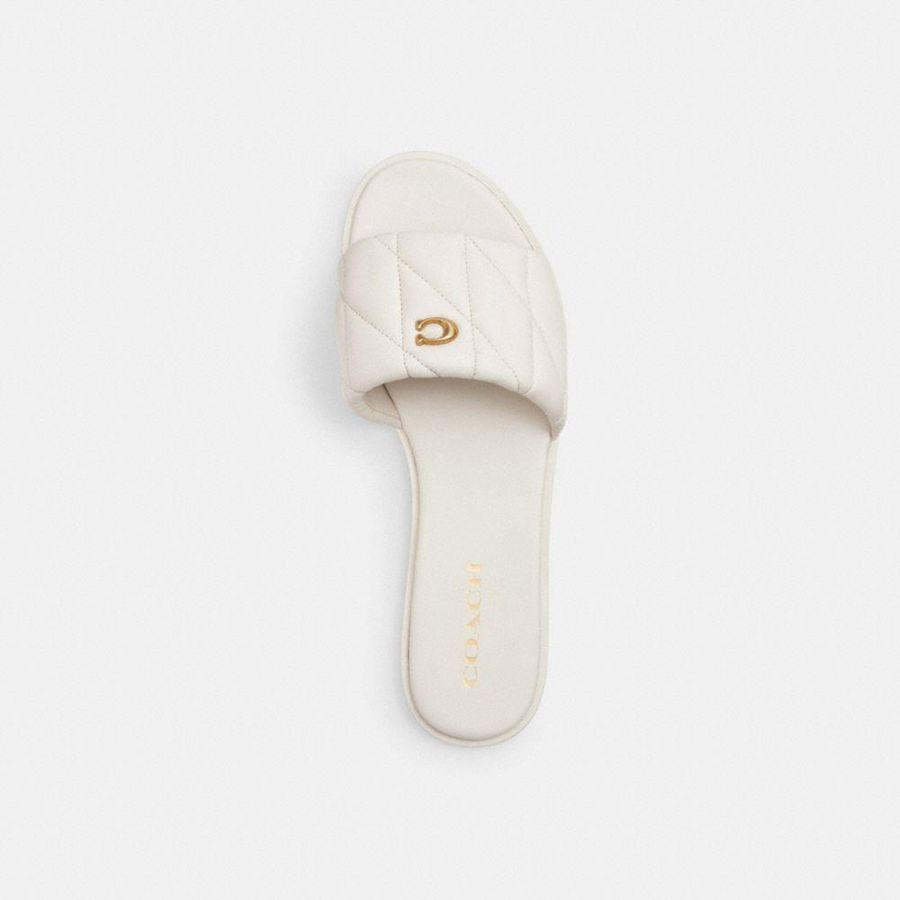Sandálias COACH Holly With Quilting Feminino Branco | 51602CTVN