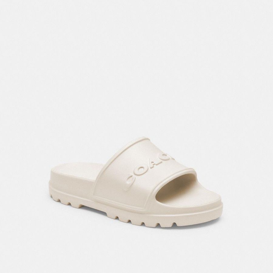 Sandálias COACH Jesse Slide Feminino Branco | 83024KFQJ