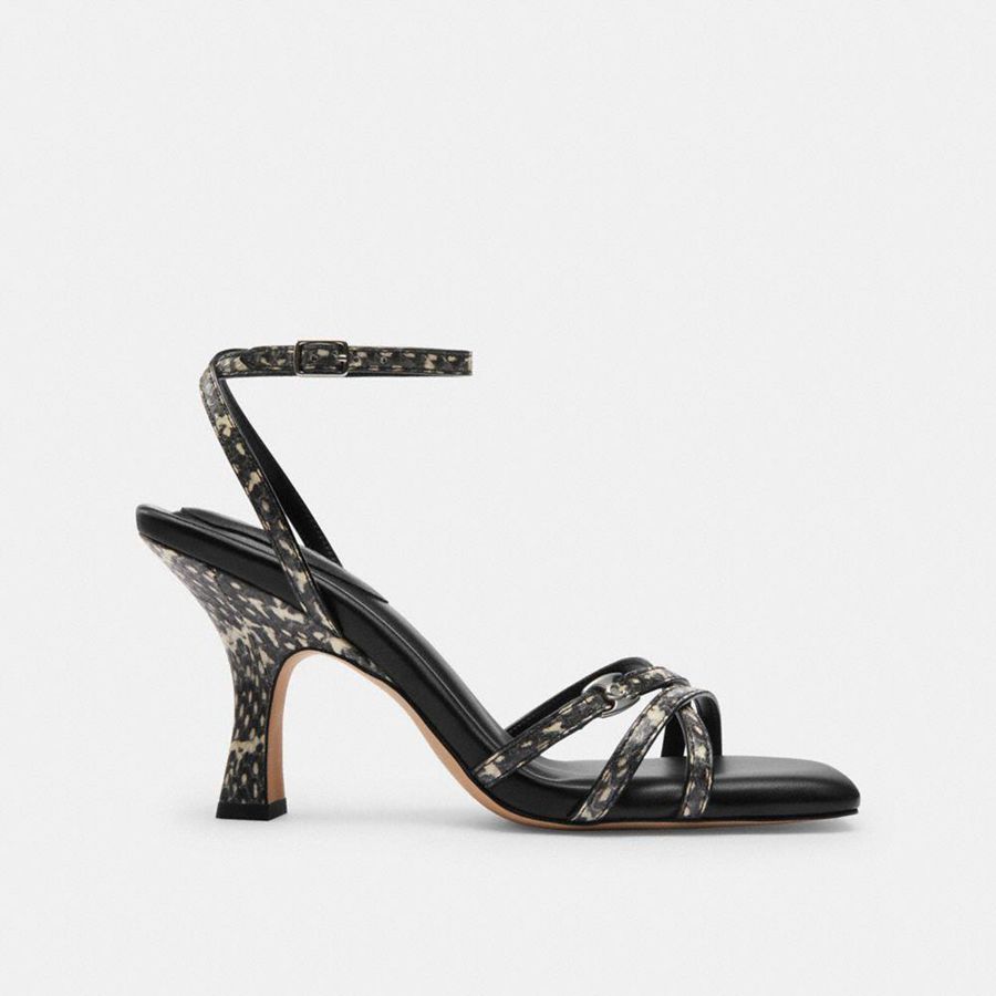 Sandálias COACH Kelsey In Snakeskin Feminino Pretas | 31084YPLT