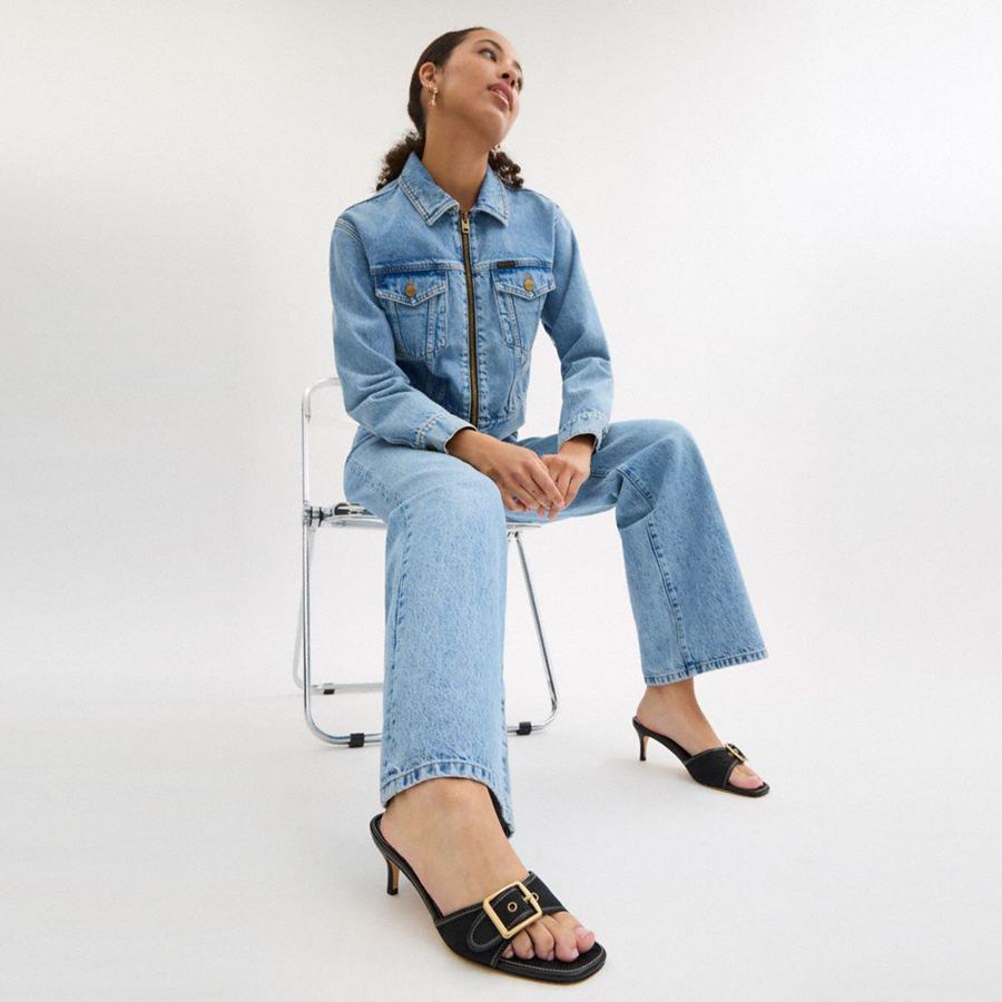Sandálias COACH Margot In Signature Jacquard Feminino Pretas | 19406SJIZ
