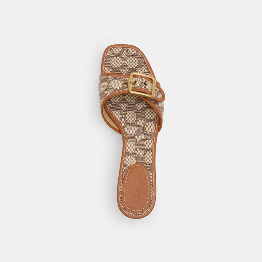 Sandálias COACH Margot In Signature Textile Jacquard Feminino Marrom | 32845SCFR