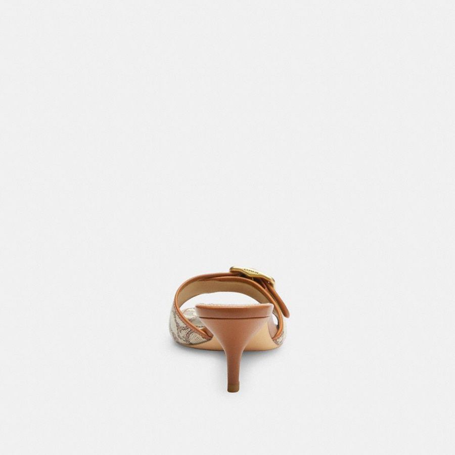 Sandálias COACH Margot In Signature Textile Jacquard Feminino Marrom | 32845SCFR